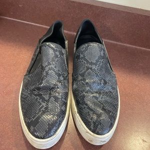 Vince black animal print slip on sneakers